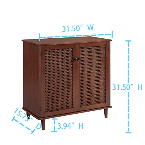 Zouron Entryway Cabinet with Metal Handle Doors, Wood Accent Storage B5162