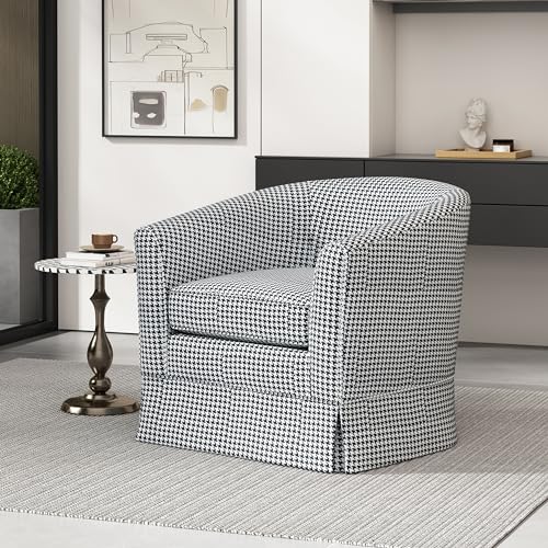 Christopher Knight Home Cecilia Modern Swivel Club Chair, White/Blue Stripe Q550