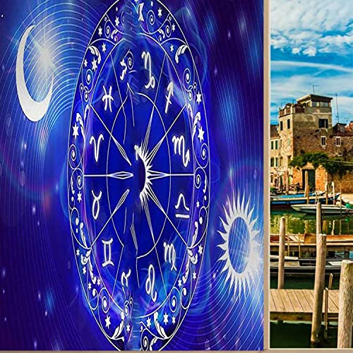 Window Privacy Film Removable Astrology Blue Glass Sticker 17.7 x 78.7 in H182459