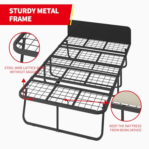 Folding Bed with Mattress for Adults, Twin Size, Metal Frame T61630