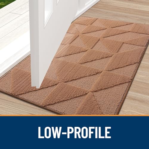 OLANLY Door Mats Indoor Non-Slip Absorbent Entrance Washable Mat, Black B717