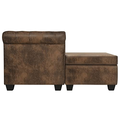 L-shaped Chesterfield Sectional Sofa Brown I496