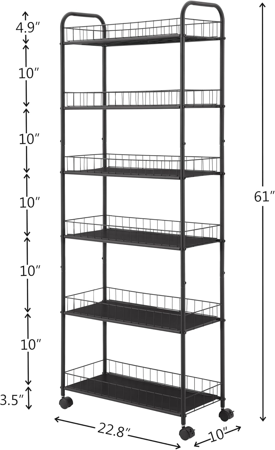 6-Tier Rolling Slim Storage Cart with Wheels for Kitchen Bathroom Laundry L4545