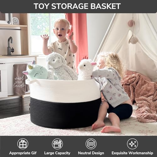 INDRESSME Large Cotton Rope Storage Basket with Handles, 90L Grey A656