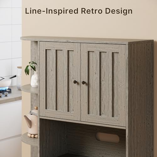 Gizoon Farmhouse Kitchen Pantry Storage Cabinet with Doors and Adjustable Shelves Z827903