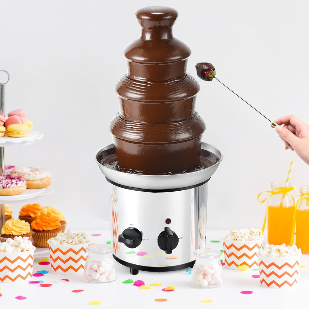 Chocolate Fountain 4-Tier Electric Fondue Machine with Stainless Steel Forks Q361