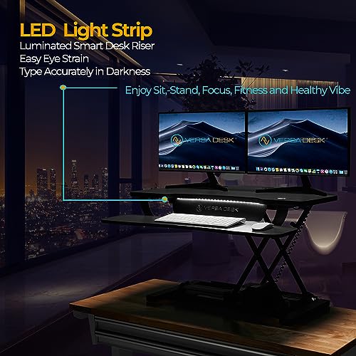 VERSADESK® PowerPro Elite 48" x 24" Electric Standing Desk Converter with Keyboard Tray & USB Hub, Cherry L61149