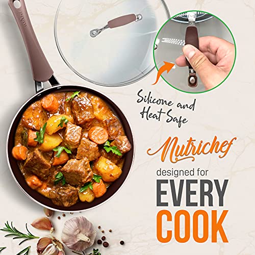NutriChef 14-Piece Nonstick Cookware Set with Pots, Pans & Utensils S3171