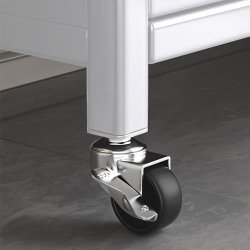 Kitchen Bakers Rack, Microwave Cart with Storage and Doors, White U2782