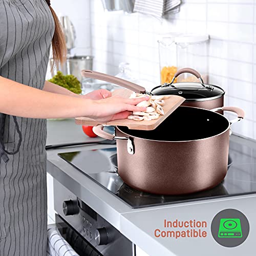 NutriChef 14-Piece Nonstick Cookware Set with Pots, Pans & Utensils S3171