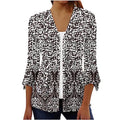 3/4 Sleeve Shirts for Women Bell V Neck Graphic T Shirts Button Pleated Tops Elegant Vintage Floral Blouse