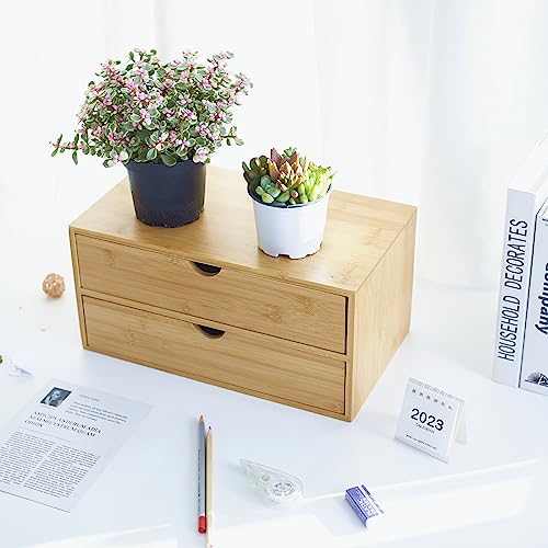 Bamboo Desk Organizer with 3 Drawers for Home Office D797