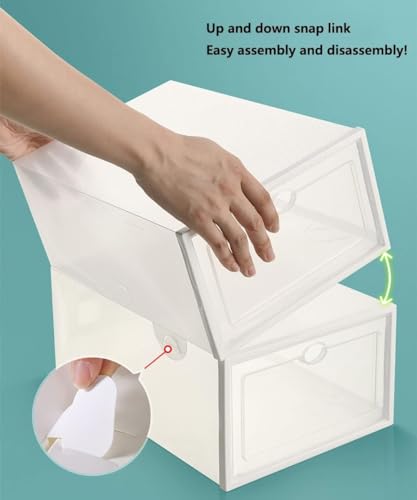 Foldable Clear Shoe Boxes with Lid, Dustproof Shoe Organizer W26868