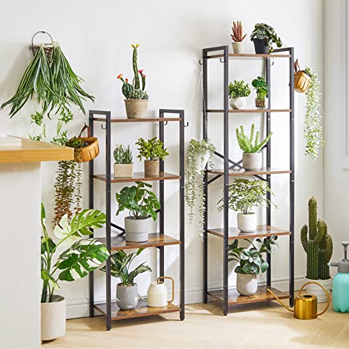 YMYNY 3 Tiers Bookcase, Industrial Metal Bookshelf with Side Fence, White P8903