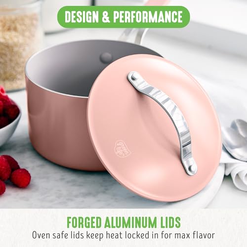 GreenLife Dream 10-Piece Ceramic Nonstick Cookware Set, Pots & Pans, PFAS-Free, Dishwasher Safe T8724