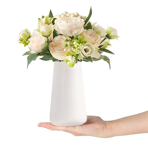 Mkono Artificial Flowers in Ceramic Vase, Silk Flower Arrangement for Home Decor D727612