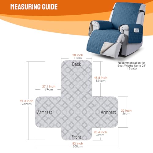Waterproof Recliner Chair Cover Non-Slip Washable with Pocket for Pets S534