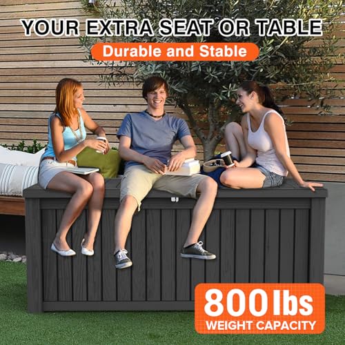 150 Gallon Outdoor Resin Deck Box Storage, Lockable & Waterproof, Brown J5201