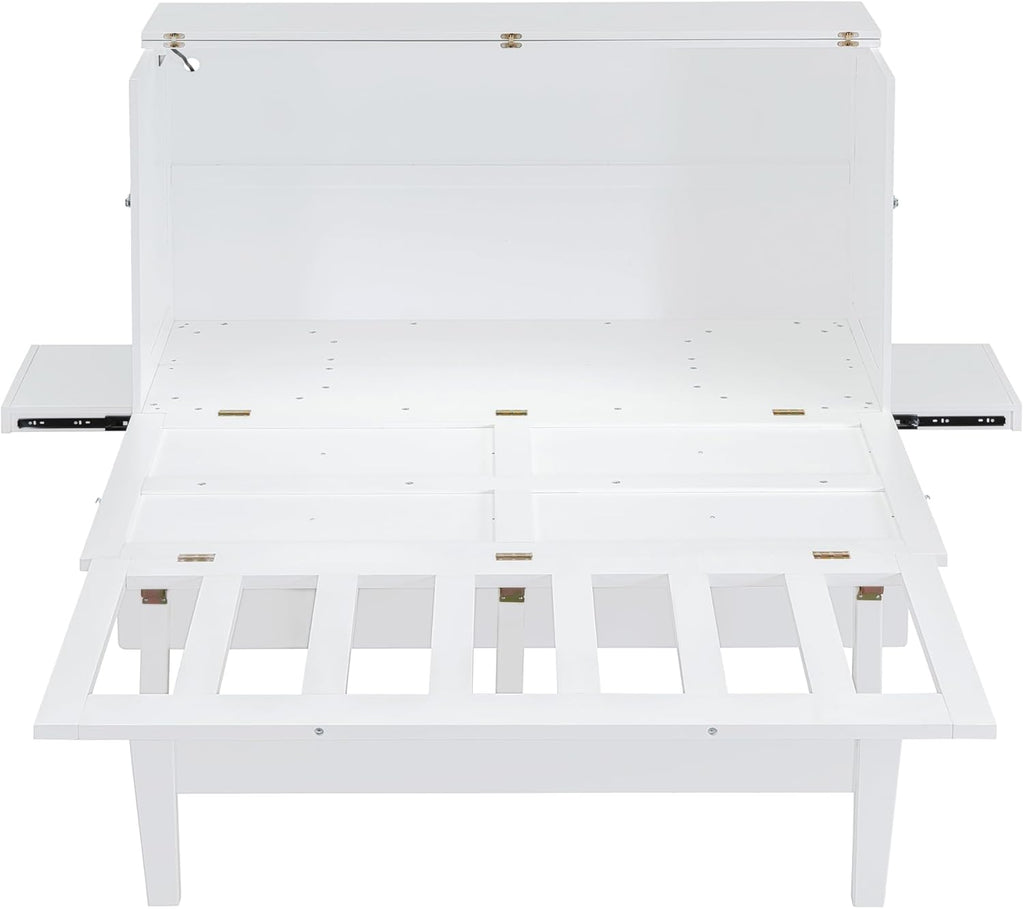 Queen Size Murphy Bed with USB Port & Removable Shelves, White X615961