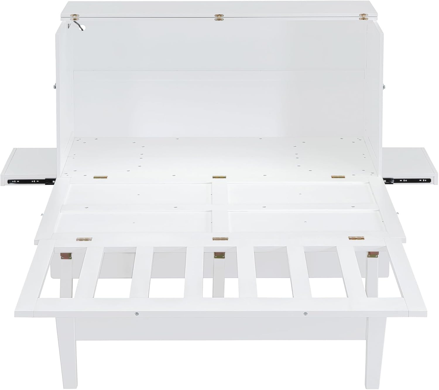 Queen Size Murphy Bed with USB Port & Removable Shelves, White X615961