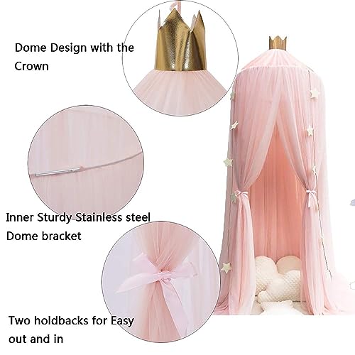 Princess Bed Canopy with Lights Mosquito Net for Girls Adults Blue Q92458