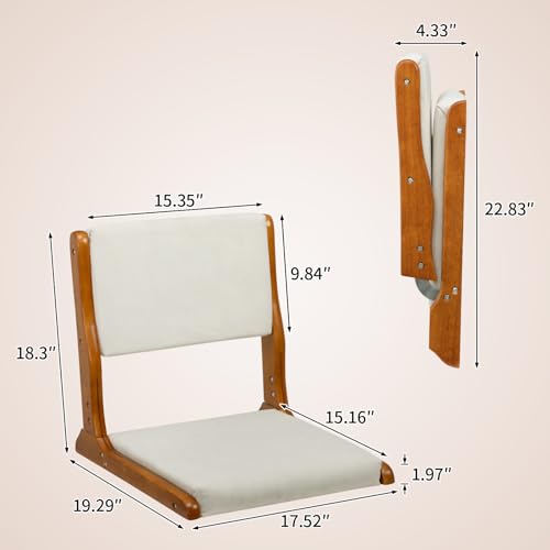 HollyHOME Floor Chair with Back Support Foldable Japanese Tatami Chair Beige F11303