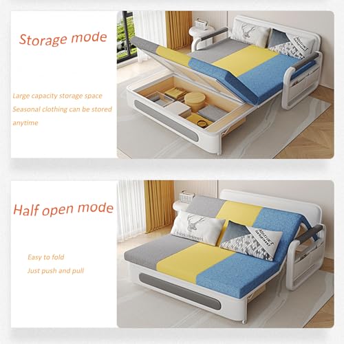 Folding Sofa Bed with Foam Mattress for Living Room, Grey-Yellow-Blue R393