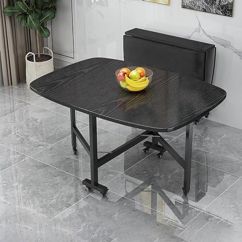Wood Extendable Dining Table with Wheels, Brown 120x80x75CM V1868