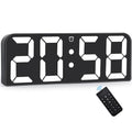 SZELAM Digital Wall Clock, 9.6” LED Large Digital Alarm Clock with Remote Control, 3 Inch Font, Desk Modern Electric Wall Clock for Living Room Bedroom Garage Decor Teens Elderly - Red