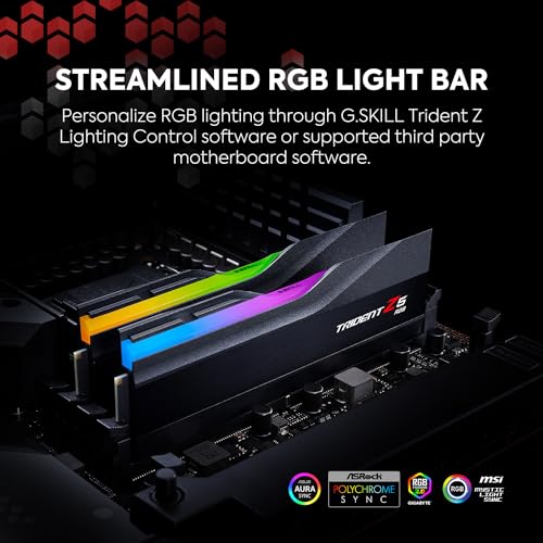 G.SKILL Trident Z5 RGB DDR5 RAM 64GB (2x32GB) 6000MT/s CL30 Desktop Memory - Matte Black T64453