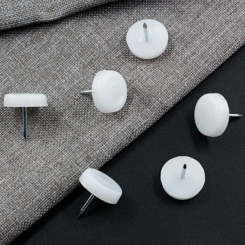 100pcs 18mm Nail On Furniture Sliders, Round Nylon Chair Feet Glides, White R266211