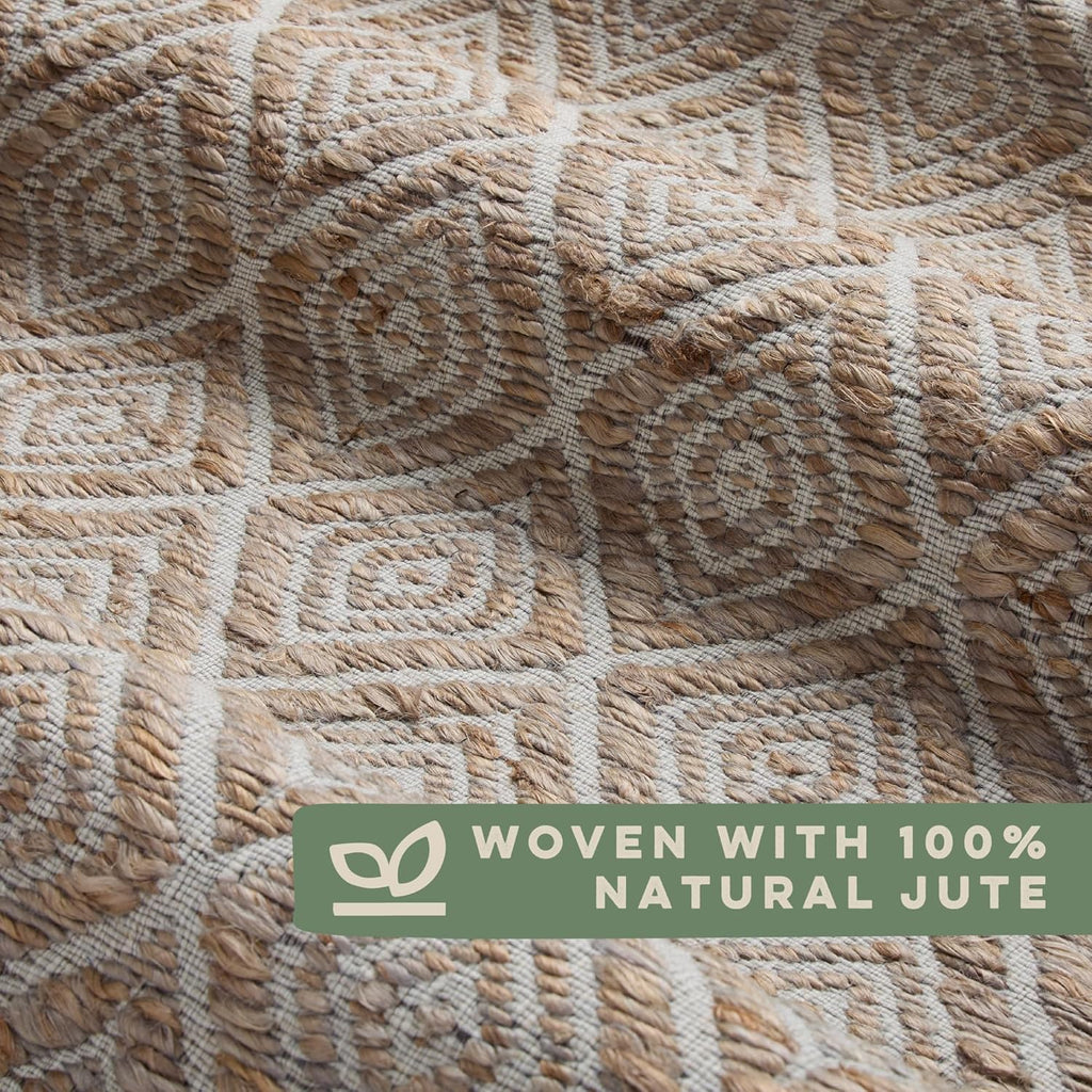 TOWN & COUNTRY TERRA Nalani Textured Diamond Hand-Knotted Jute Area Rug, Brown, 6'x9' Y381