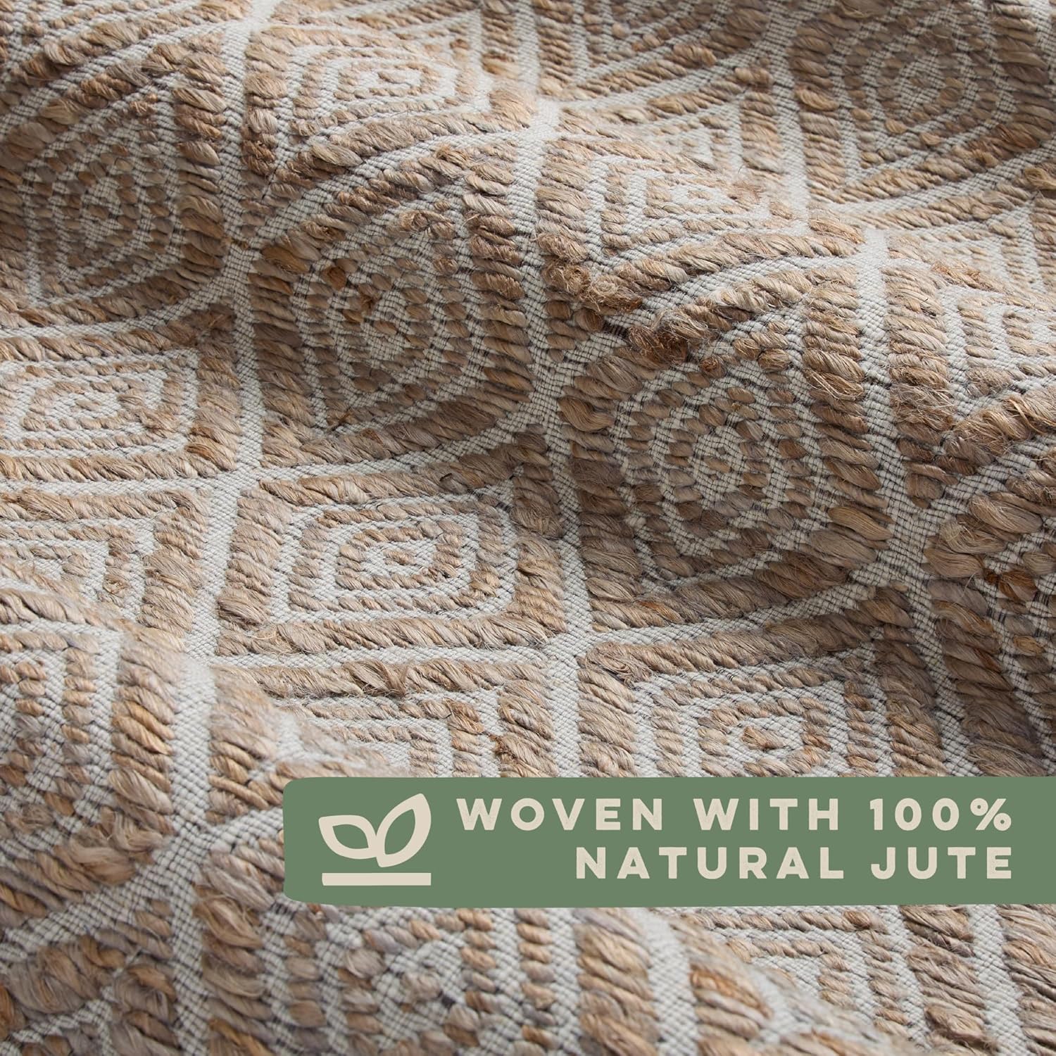TOWN & COUNTRY TERRA Nalani Textured Diamond Hand-Knotted Jute Area Rug, Brown, 6'x9' Y381