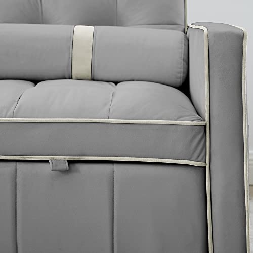 Velvet Sleeper Sofa 54" Convertible Recliner Bed with 2 Pillows, Black M45380