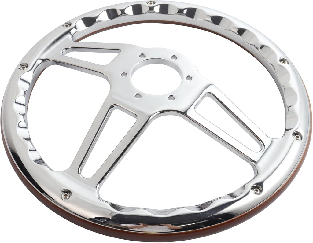 Classic Nostalgia 14" Wood Grain Steering Wheel - 350mm, 3-Spoke Z9604
