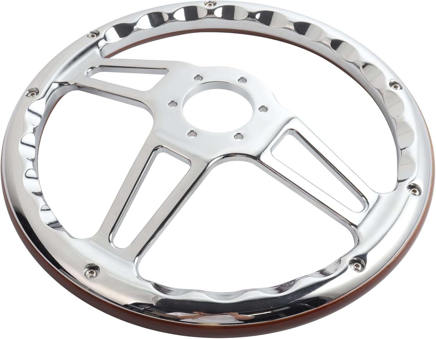 Classic Nostalgia 14" Wood Grain Steering Wheel - 350mm, 3-Spoke Z9604