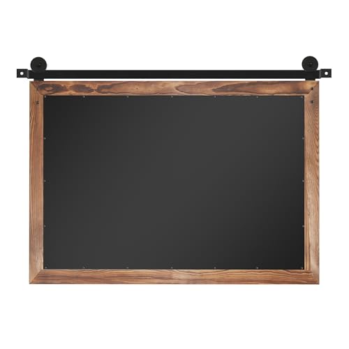 Farmhouse Barn Door Mirror 41" x 26" Rustic Wood Framed Wall Mirror J43155