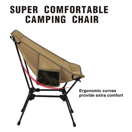MOON LENCE Camping Chair Compact Folding with Side Pockets E85339