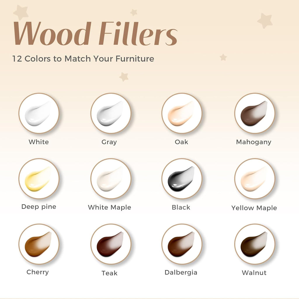Wood Furniture Repair Kit, 12 Colors Filler for Scratches, Cracks, Holes Q771