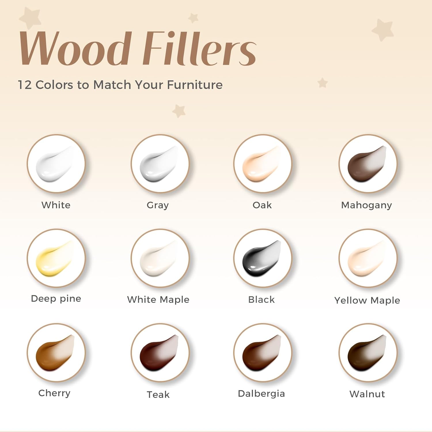 Wood Furniture Repair Kit, 12 Colors Filler for Scratches, Cracks, Holes Q771