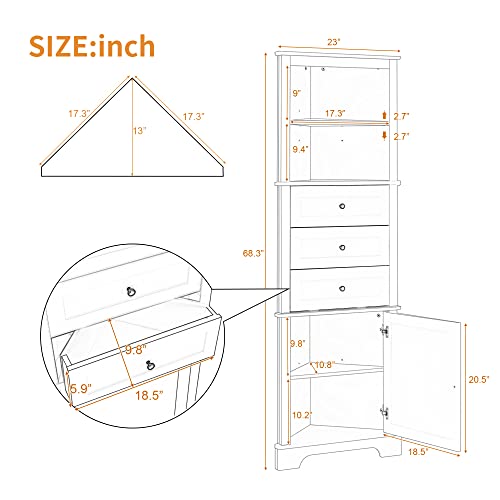 Anwick Tall Corner Cabinet with Doors and Adjustable Shelves, Green Z752