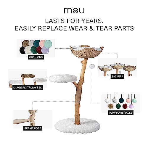 Wooden Cat Tree Tower with Single Branch Cat Condo by MAU LIFESTYLE C6797