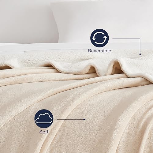 King-California King Plush Reversible Bed Blanket, Brown O55234