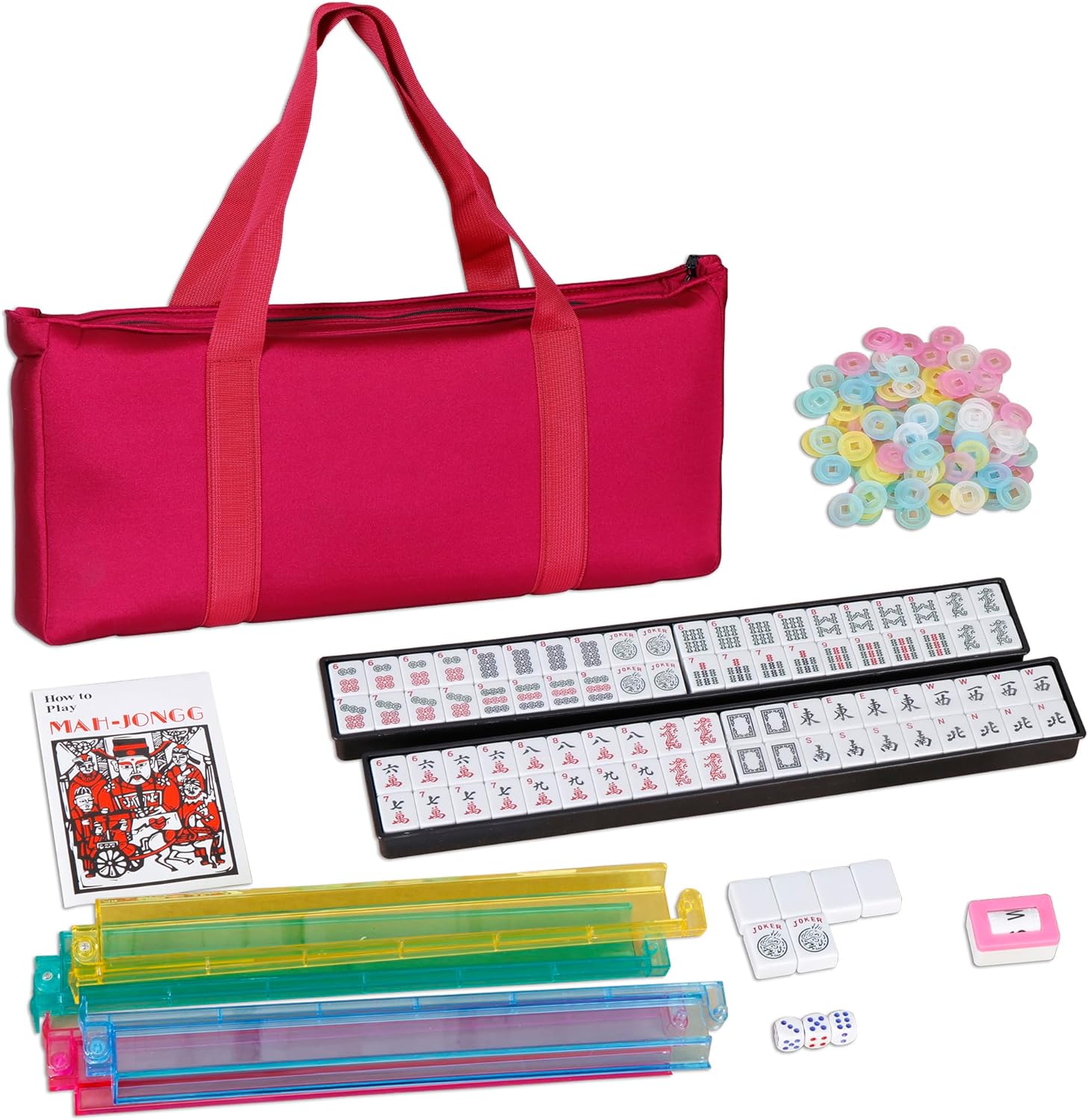 American Mahjong 166 Tiles Mah Jongg Set with Soft Burgundy Bag H84610