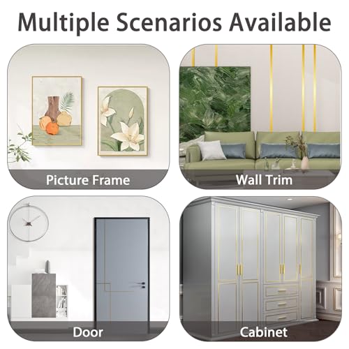 Flexible Mirror Edging Wall Trim for Home Decoration, Matte Gold, 16.4ft W7082