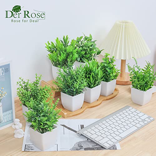 Der Rose 8 Pack Small Artificial Potted Plants for Indoor Decor J33897