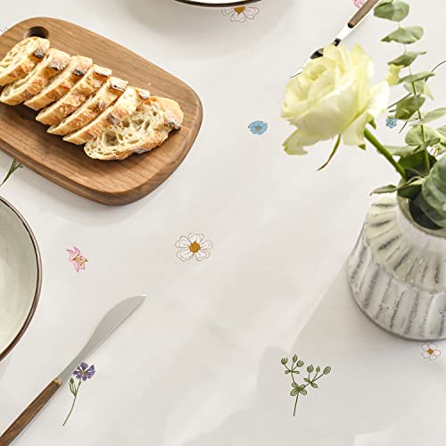 Horaldaily Spring Summer Tablecloth 60x84 Inch Rectangular, Wild Flowers Floral Table Cover C533
