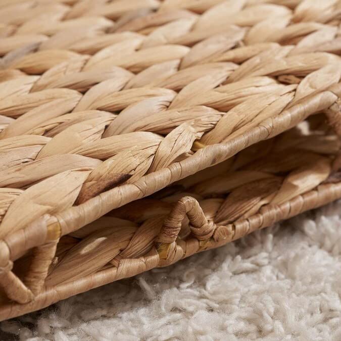 Water Hyacinth Storage Baskets 12x12in, Woven Square Baskets for Shelves, 4 Pack V5225