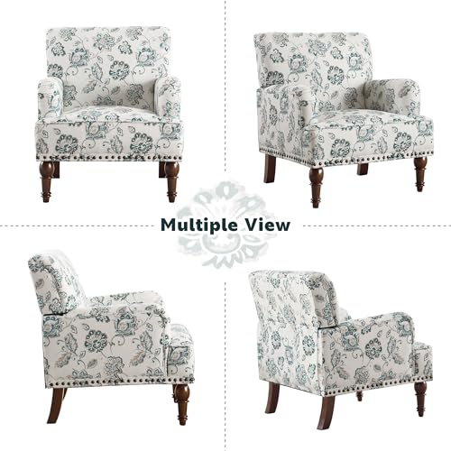 Modern Floral Accent Chair with Arms for Living Room N447
