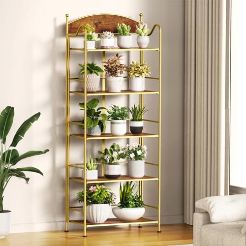 Folding Bookshelf 5 Shelf Black Industrial Bookcase U707